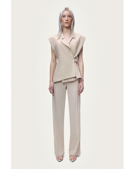 Nocturne White Ivory Belted Double-Breasted Vest
