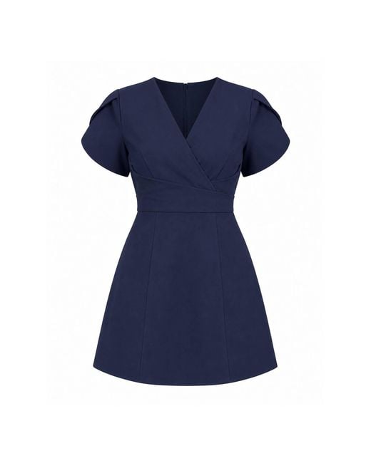 Girl In Mind Blue Bridget Twist Font Split Arm Mini Dress