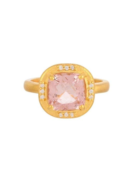 Opium Jewels Pink Tourmaline & Topaz Crystals Cocktail Ring