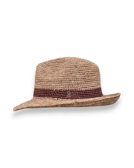 Mister Miller - Master Hatter Brown Neutrals Raffia Straw Pasha Fedora Hat