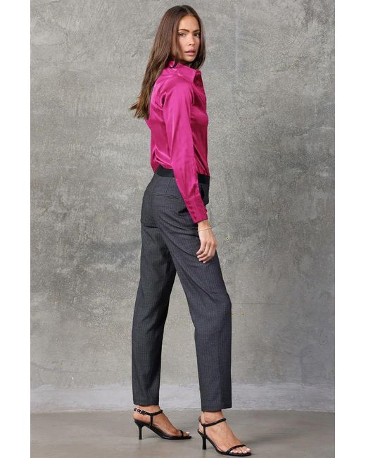 Madison / Savile Pink Wild Aster Haven Fitted Satin Shirt Two