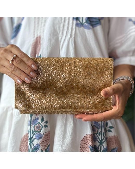 Pick Happy Metallic Steel Cut Beaded Petite Clutch