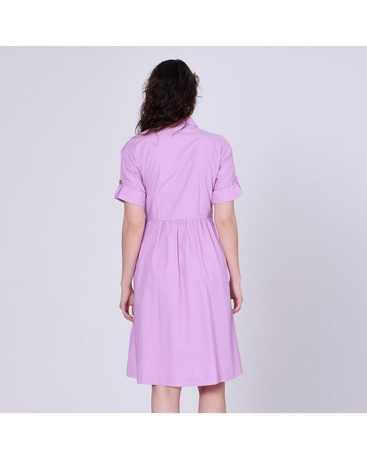Smart and Joy Purple Shirt Dress With Asymmetric Belt Panel
