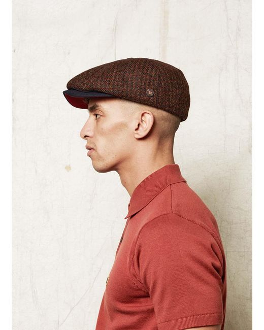 Dasmarca Hats Brown Aaron Harris Tweed Wool Cap With Earflaps for men
