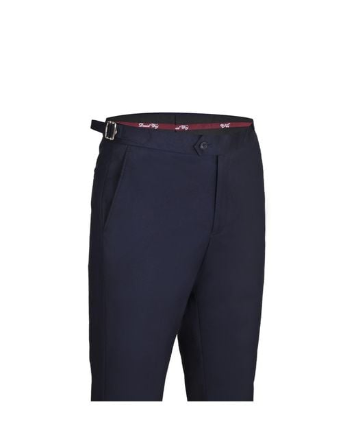 DAVID WEJ Blue Ashford Relaxed Trouser With Side Adjusters for men
