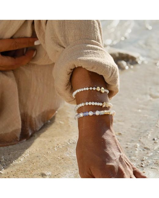 Karma and Luck Metallic Endless Harmony Pearl Opal Greek Key Bracelet