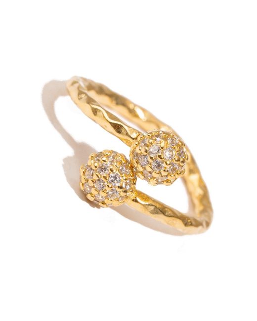 Ebru Jewelry Metallic Radiant Majesty Diamond Adjustable Cuff Ring