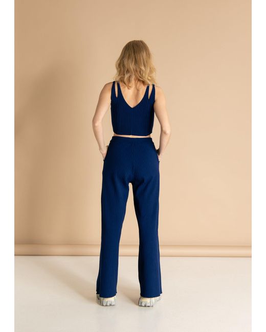 SALANIDA Blue Donna Ribbed Crop Top
