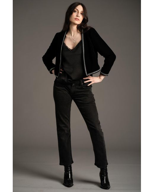 Little Lies Black Metal Guru Studded Velvet Jacket