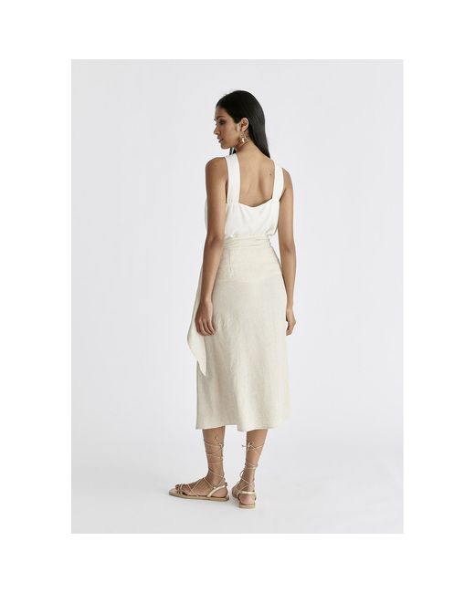 Paisie Natural Neutrals Linen Blend Wrap Skirt