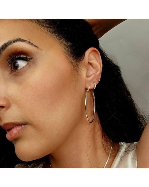 Harfi Metallic Sterling Large Sleeper Creole-Hinged Hoop Earrings