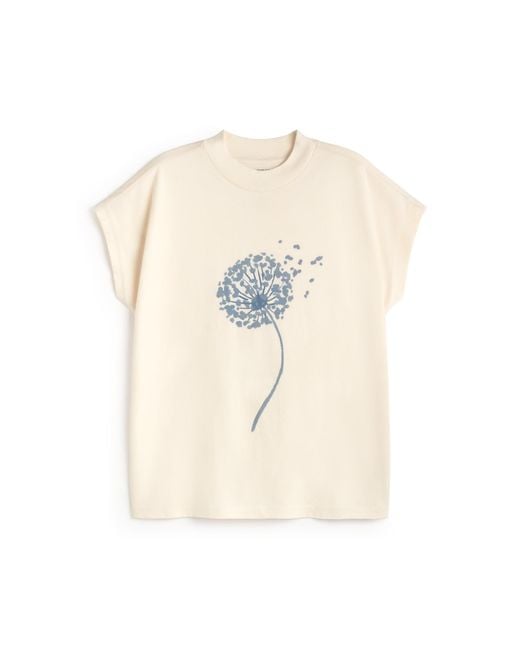 Thinking Mu White Ecru Dandelion Volta T-Shirt