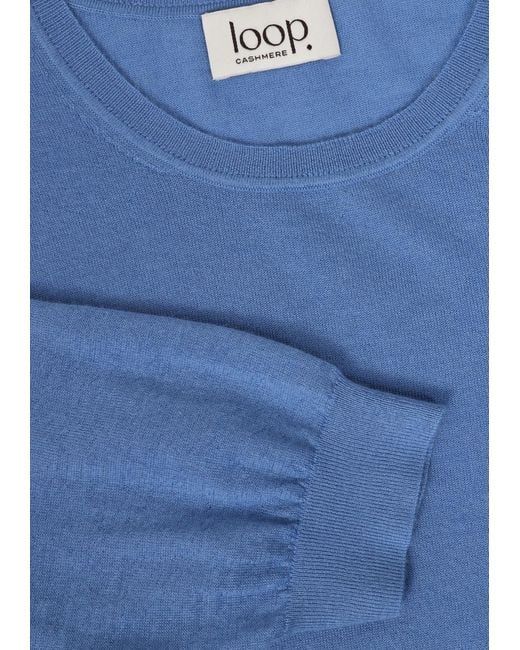 Loop Cashmere Blue Crew Neck Short Sleeve Sweater