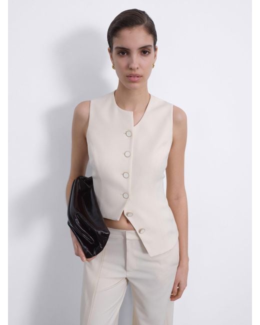 Sélone White Neutrals Calin Asymmetric Tie Vest Soft Ivory