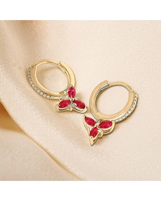 Miki & Jane Red Kristina Diamond & Ruby huggie Earrings