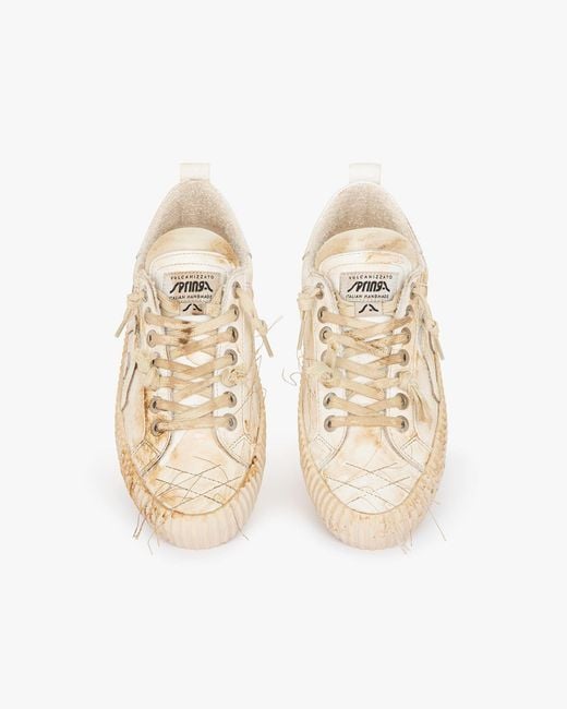 Springa | Unique Vulcanized Sneakers Italian Handmade Natural Wavy Leather Embroidery Vintage Sneakers for men