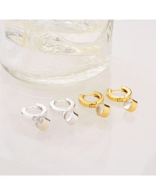 Nellou Jewellery Metallic Neutrals Gem Hoop Birthstone Earrings April Plated Sterling