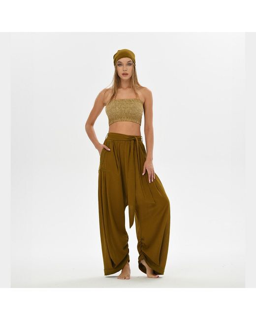 Zhenabia Green Boho Harem Pants