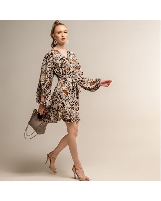 K femme Cheetah Leopard Print Short Sexy Dress Long Sleeve Lyst