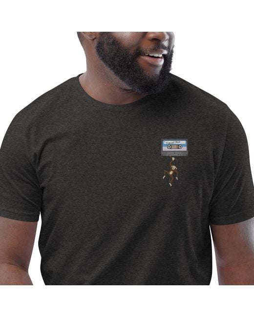 Anchor and Crew Black Heather Cassette Monkey Organic Cotton Embroidered T-Shirt for men