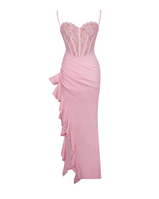 Miss Circle New York Pink Junia Lace Corset Maxi Dress