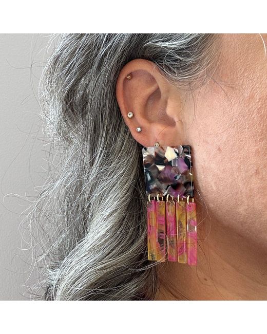 CLOSET REHAB Multicolor Square Fringe Earrings