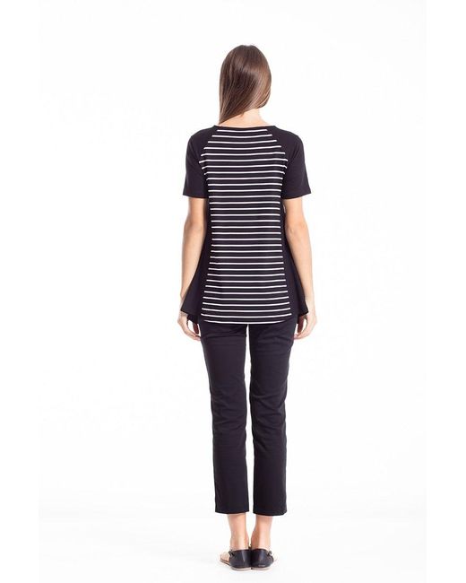Conquista Black A Line Short Sleeve Striped Top