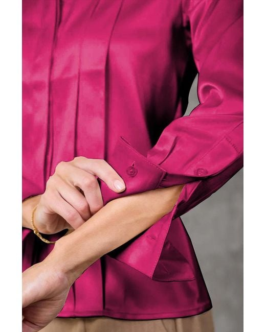 Madison / Savile Pink Wild Aster Regent Pleated Satin French Cuff Shirt