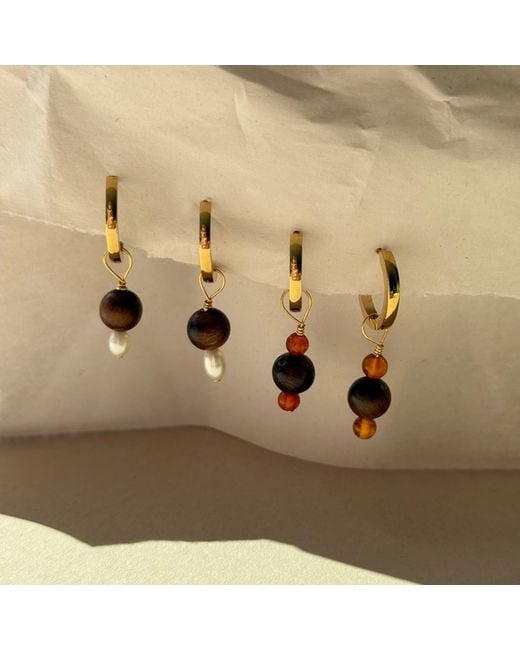 A Weathered Penny White Amber & Wood Hoops