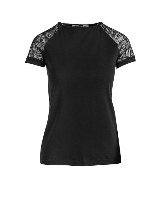 Conquista Black Top With Voile Sleeves