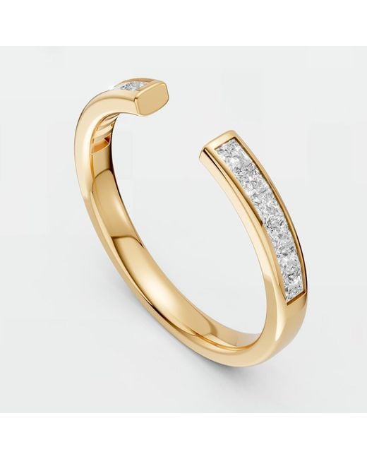 Aya Fine Jewelry Metallic Princess Cut Lab Diamond Open Wedding Band Ring