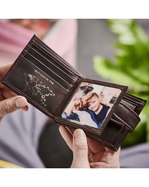 VIDA VIDA Brown Dark Leather Tri Fold Wallet for men