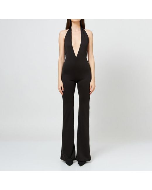 LIA ARAM Black Halterneck Flared Jumpsuit