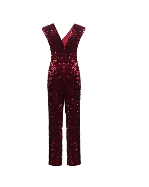 NALÈ Purple Burgundy Velvet Sequin Jumpsuit – Festive Party Style