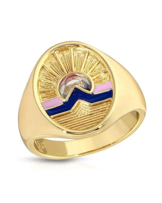 Glamrocks Jewelry Multicolor Tequila Sunrise Signet Ring