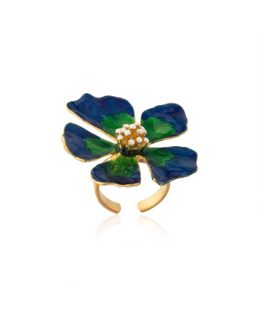 Milou Jewelry Blue Wild Rose Flower Adjustable Ring