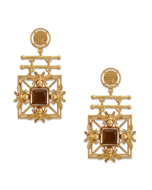 Dhwani Bansal Metallic Mori Earrings With Quartz Glass Gems