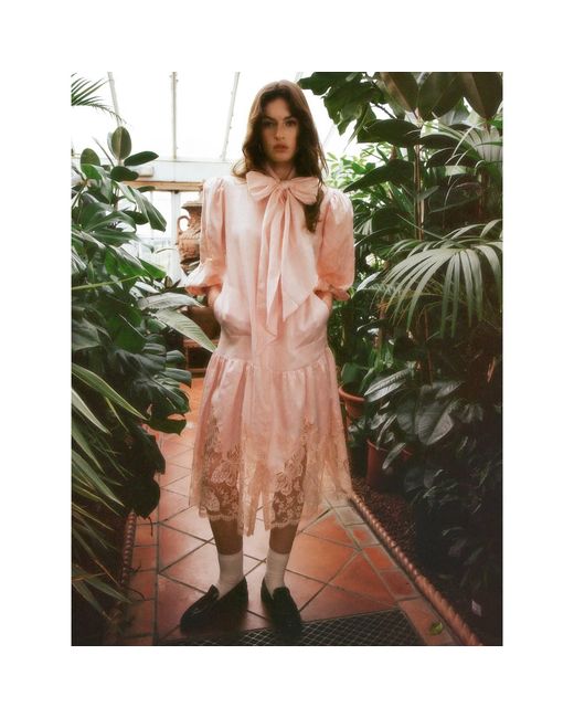 Lisa The Label Pink Le Jardin Papillon Bow Shirt Dress