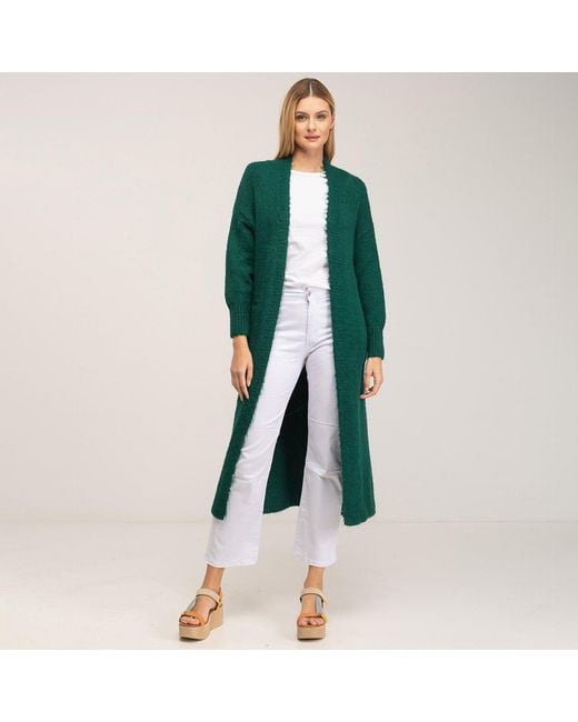 Tantra Spain Sl Green Long Kitted Cardigan With Pockets