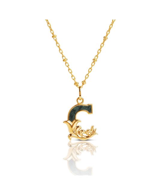 Kasun Metallic Plated C Initial Necklace With Marble