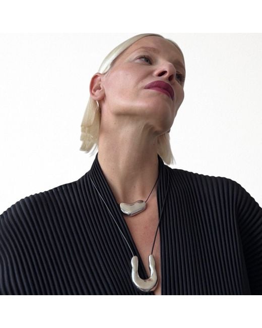 London Atelier Byproduct Metallic Wish Bone Geometric Pendant Necklace