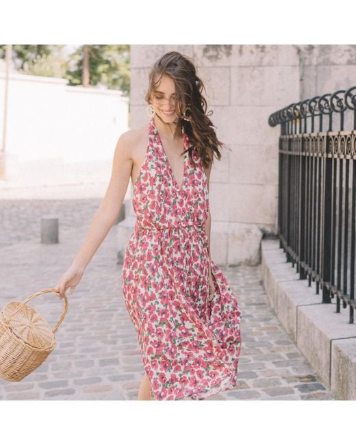 Palingénésie Red Caroline Floral Dress