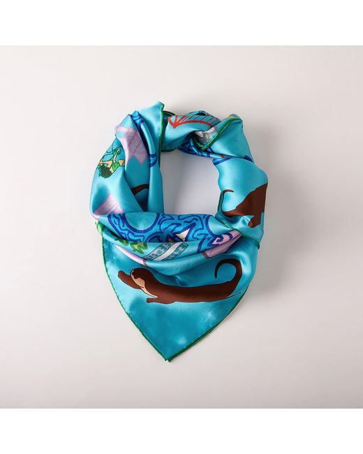 Soft Strokes Silk Blue Vancouver Pure Silk Large Square Scarf