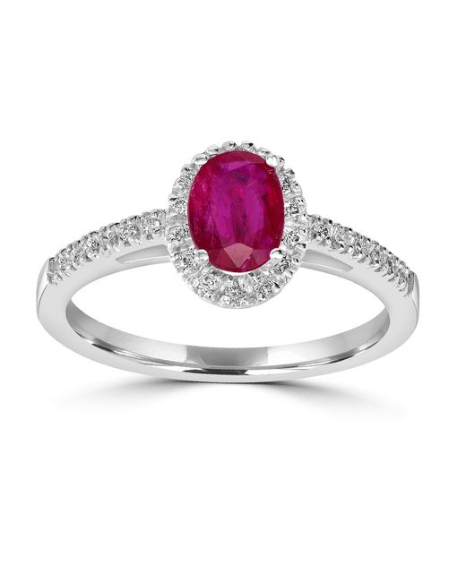 Artisan Metallic Ruby Gemstone Pave Diamond Oval Design Ring