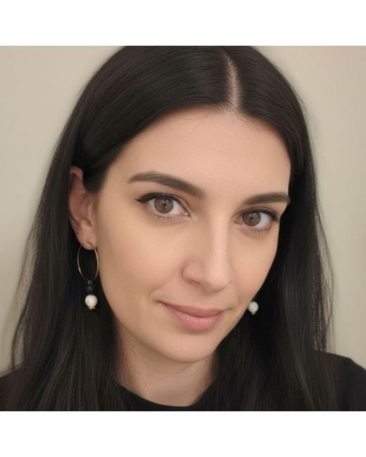 Way to Chic Metallic Hoop Earrings With Lava Beads