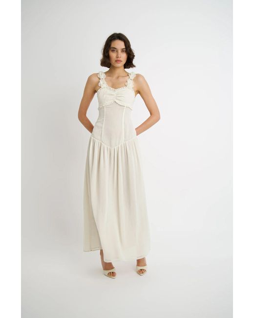 Amy Lynn White Neutrals Loren Semi Sheer Maxi Dress