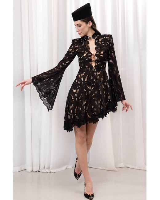Tuba Ergin Black Wilma Lale Mini Dress