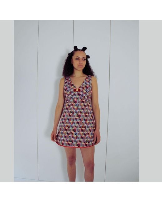 Couture to Your Door Red Tapestry Geometric A Line Mod Dress