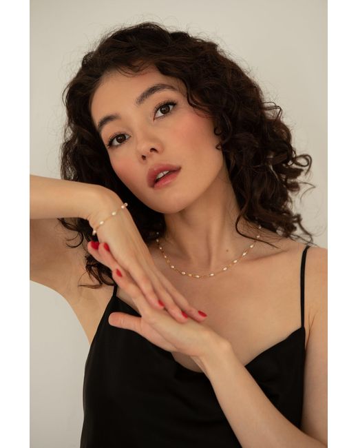 Katy Faye Metallic Michelle Rice Pearl Necklace