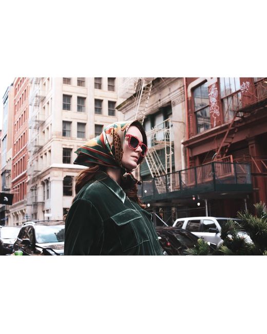 Jessie Zhao New York Green Double Sided Silk Scarf Of Wonderland